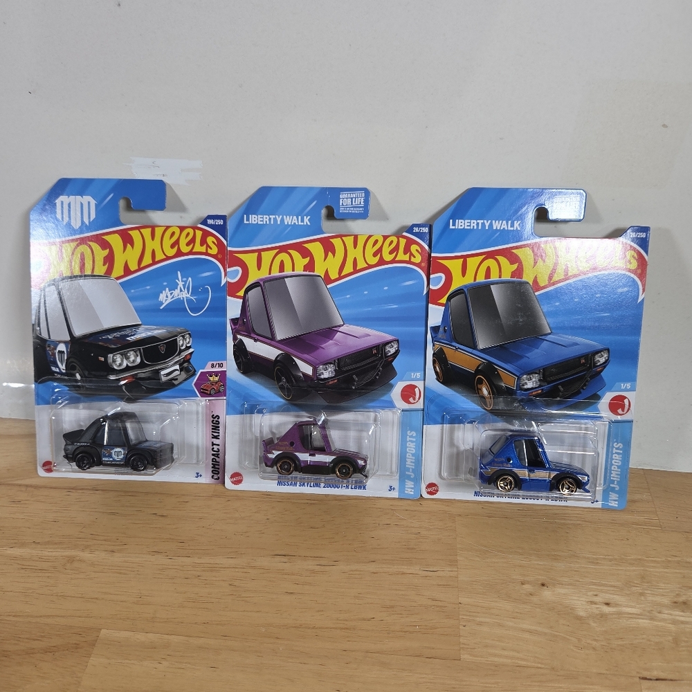Hot Wheels 3 Car Lot Tooned Mazda Nissan Skyline Liberty Walk